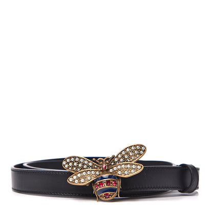 Gucci Calfskin Queen Margaret Bee Belt 85 34 Black 1 of 5