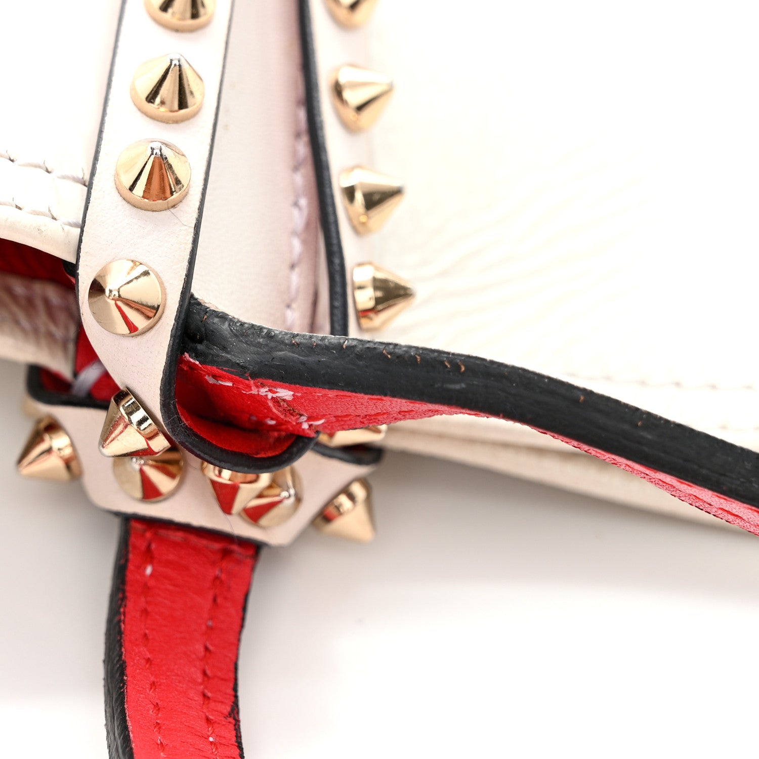 Christian Louboutin CHRISTIAN LOUBOUTIN Calfskin Degrade Leopard Print Spikes East West Cabata Tote White Multi 17 of 17