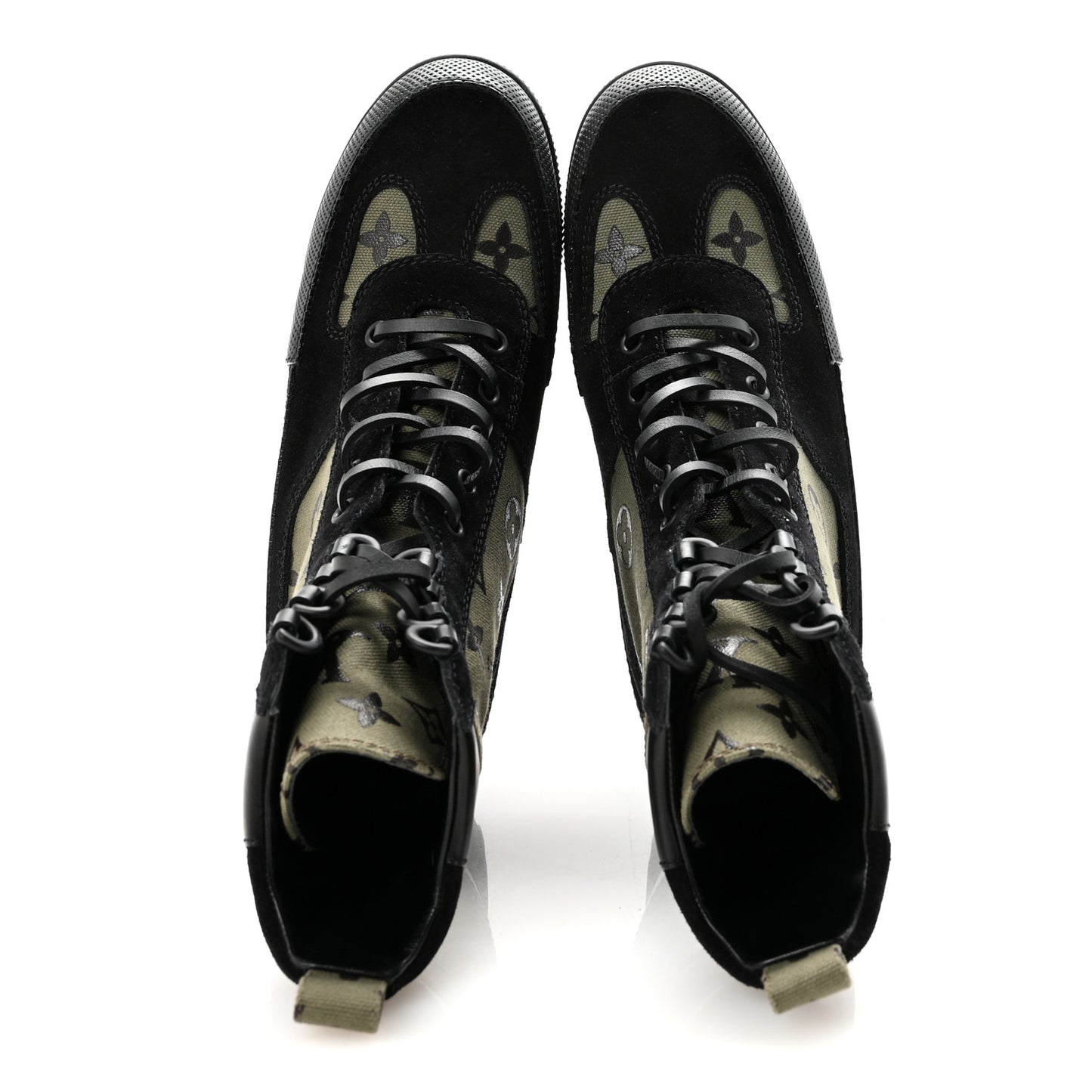 Suede Monogram Laureate Platform Desert Boots 37 Kaki Black