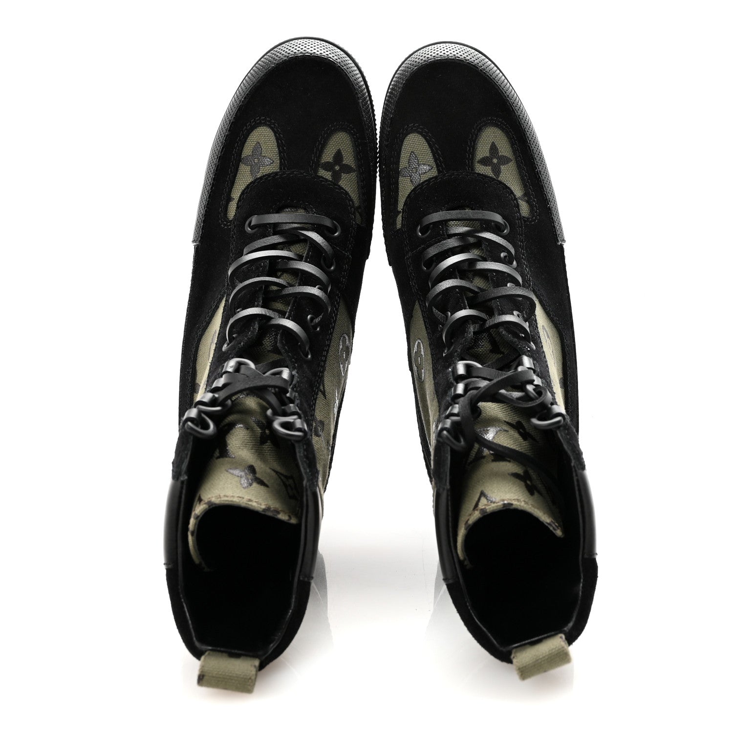 Louis Vuitton Suede Monogram Laureate Platform Desert Boots 37 Kaki Black 2 of 10
