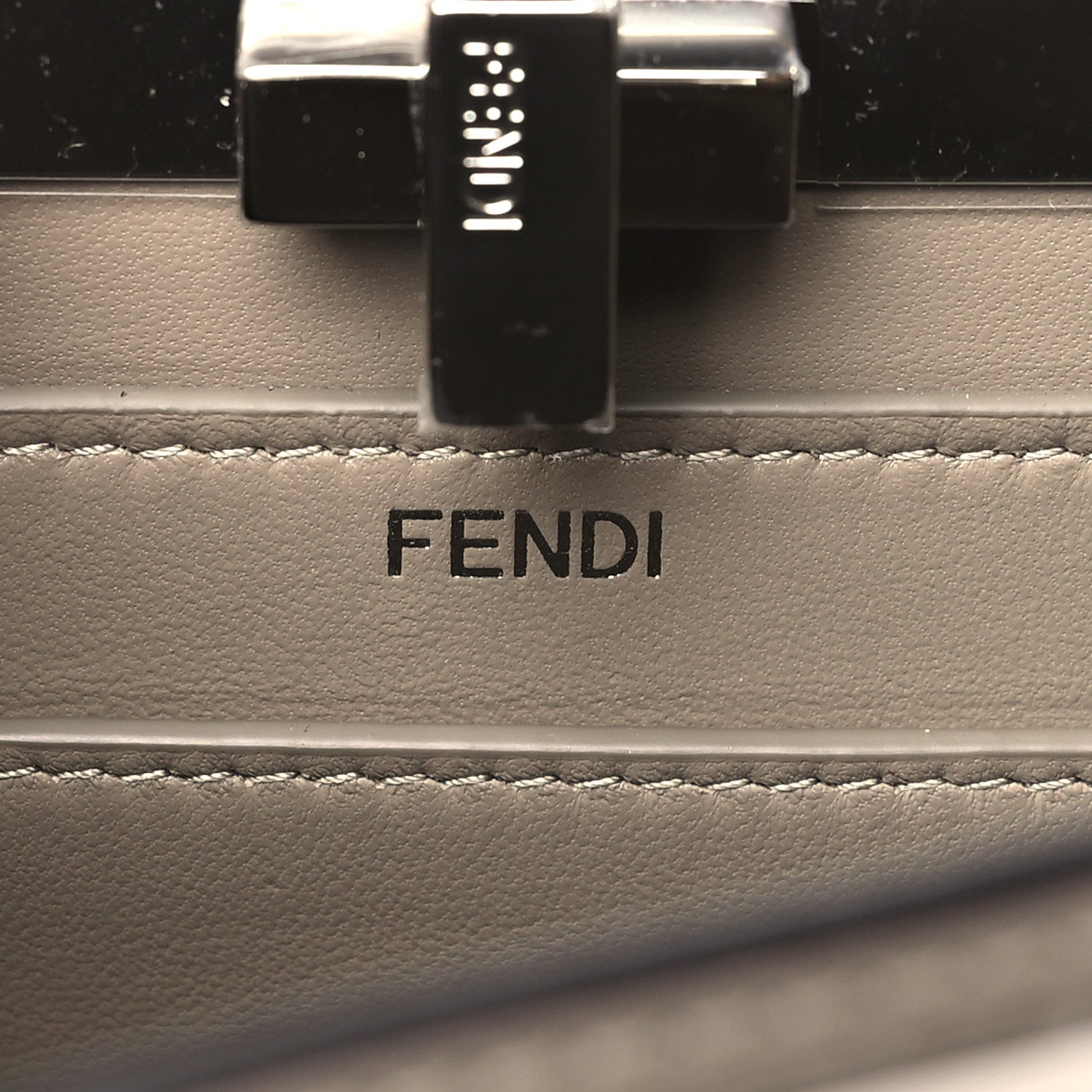 Fendi Vitello Seta Shiny Nappa Logo Embossed Laces Small Peekaboo I SEE U Satchel Tortora 7 of 10