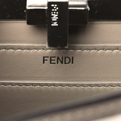 Fendi Vitello Seta Shiny Nappa Logo Embossed Laces Small Peekaboo I SEE U Satchel Tortora 7 of 10