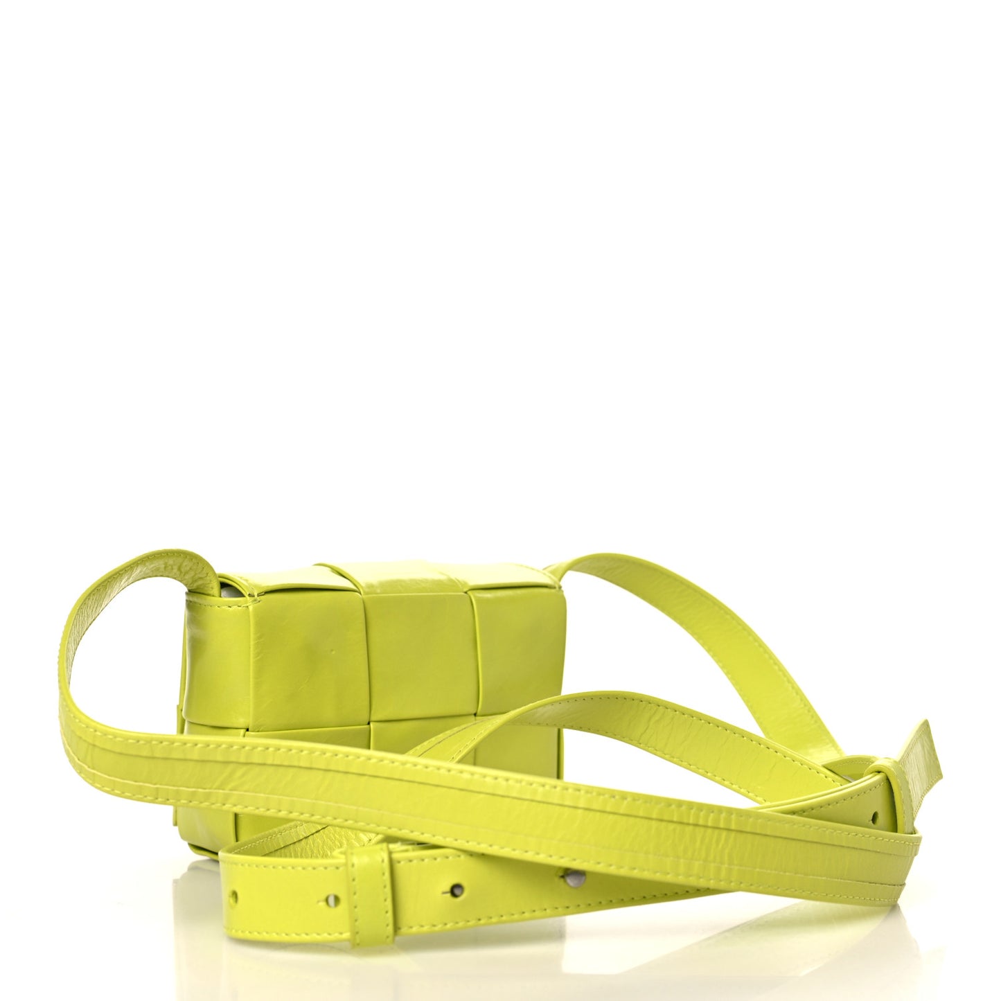 Crinkled Lambskin Maxi Intrecciato Extra Mini Cassette Crossbody Bag Acid