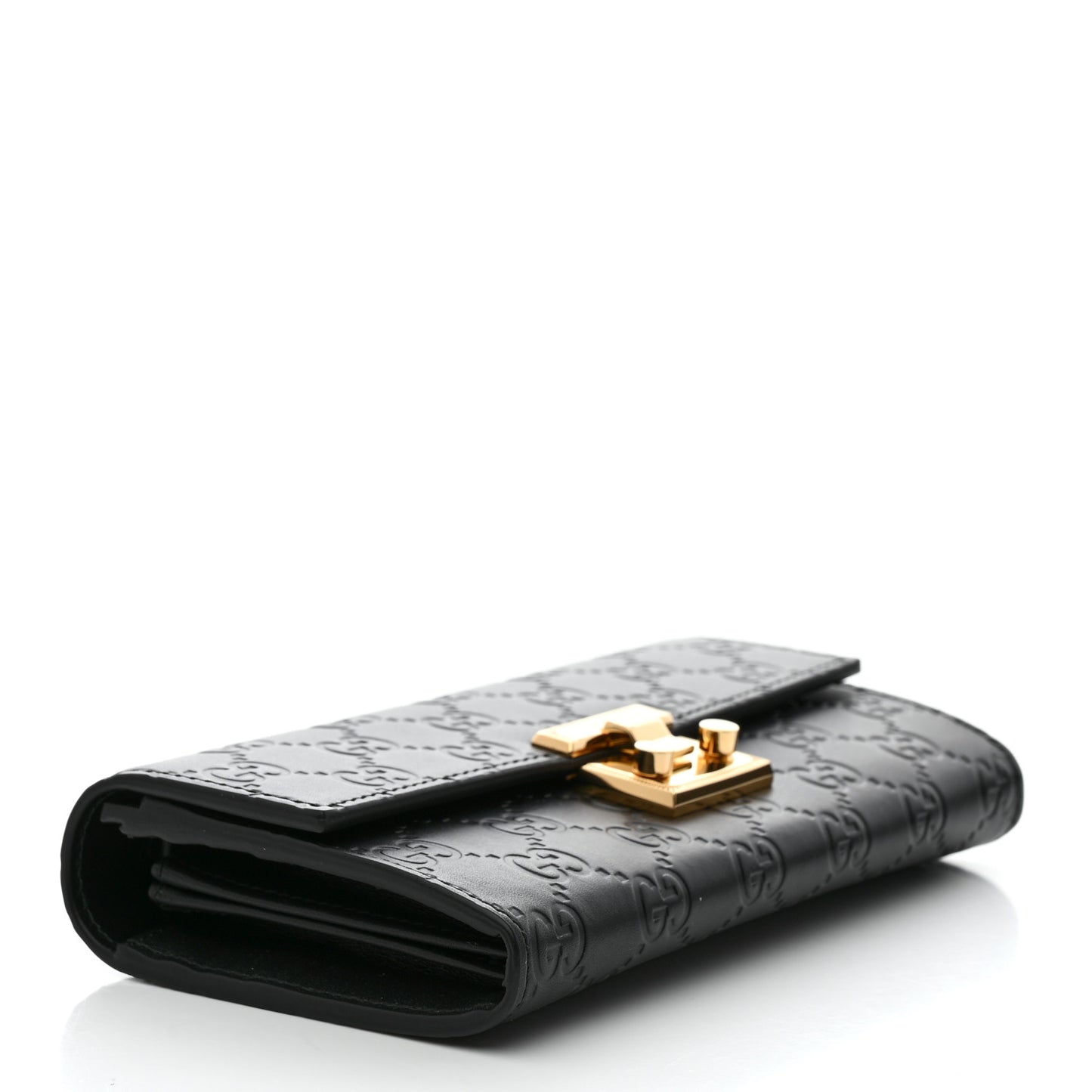 Guccissima Padlock Continental Chain Wallet Black