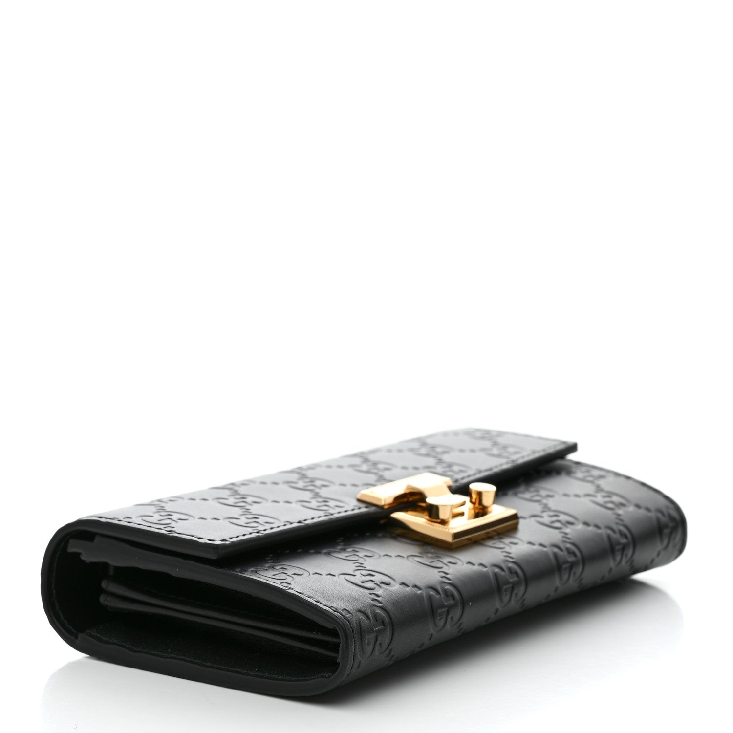 Gucci Guccissima Padlock Continental Chain Wallet Black 4 of 9