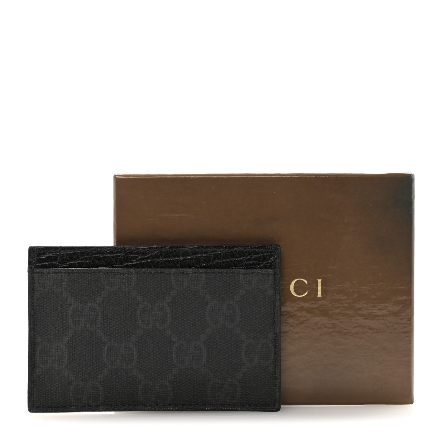 GG Plus Monogram Card Holder Black