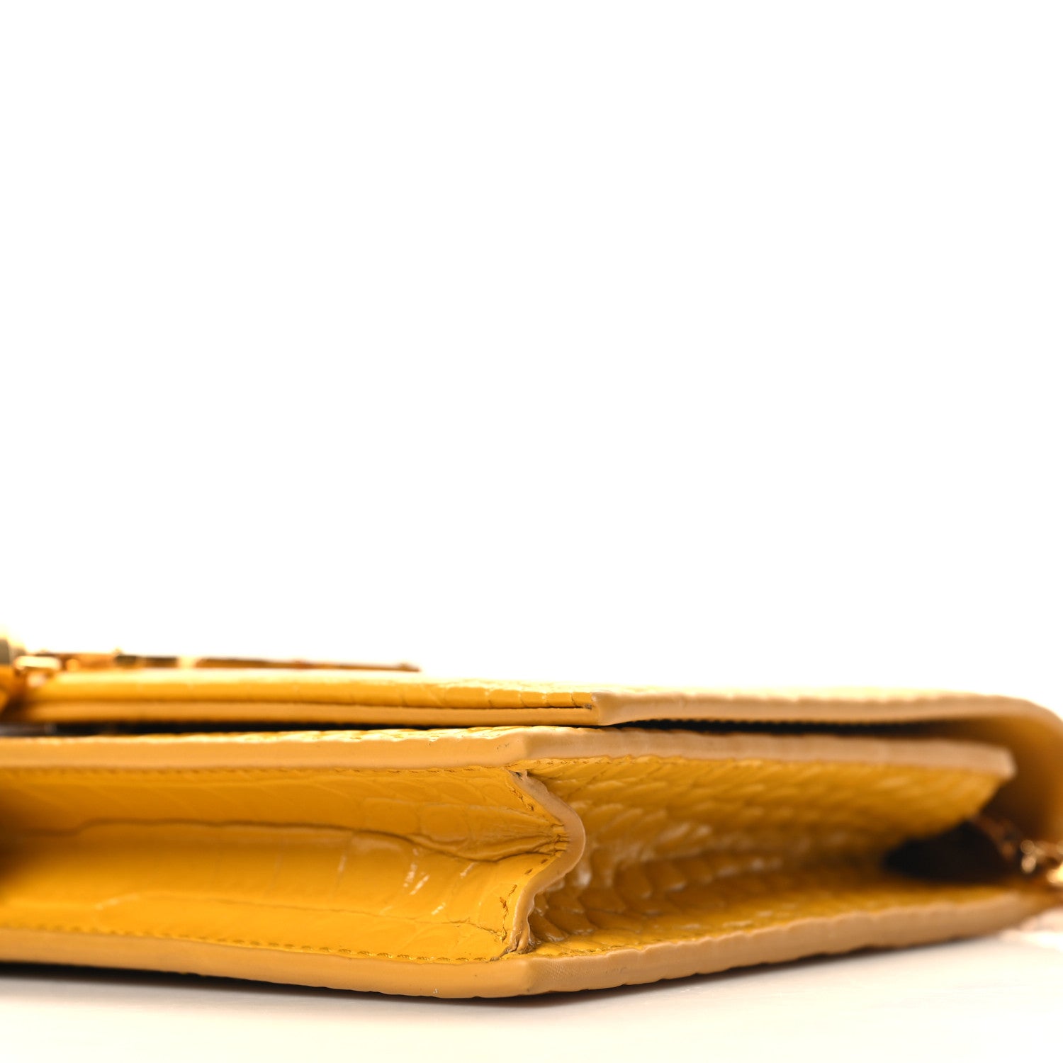 Saint Laurent Calfskin Crocodile Embossed Medium Classic Monogram Kate Tassel Satchel Saffron 8 of 12