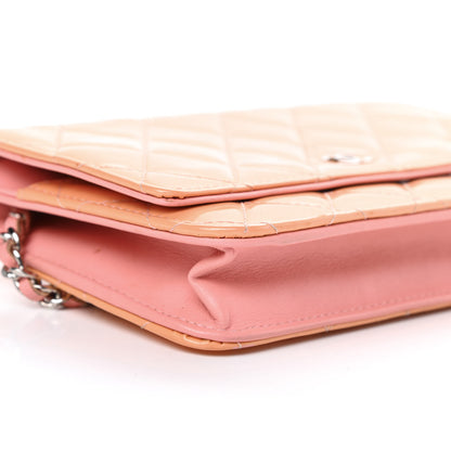 Chanel Patent Quilted Wallet On Chain WOC Coral 10 of 13