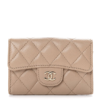 Chanel Caviar Quilted Flap Card Holder Wallet Beige 1 of 8