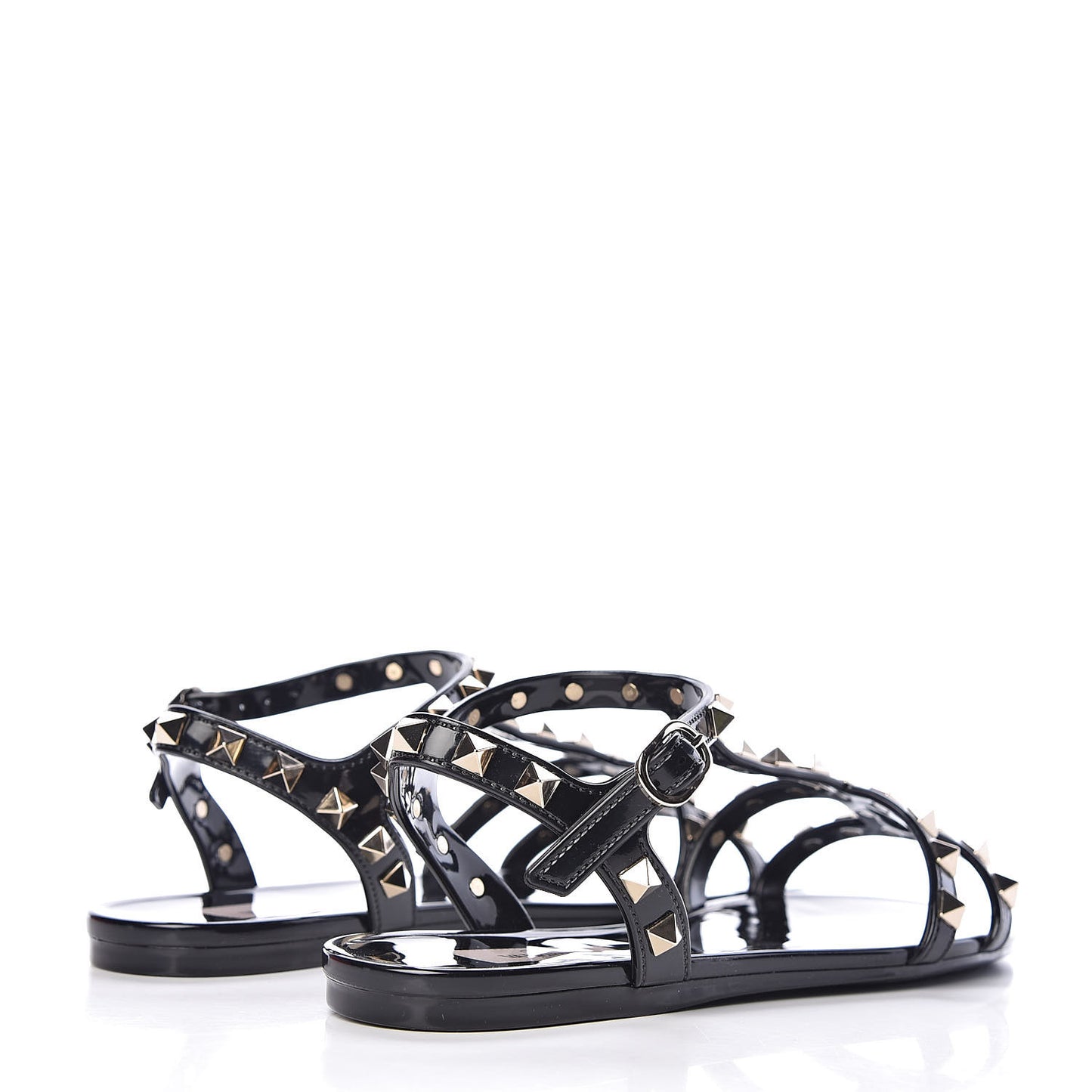 PVC Jelly Rockstud Caged Sandals 36 Black