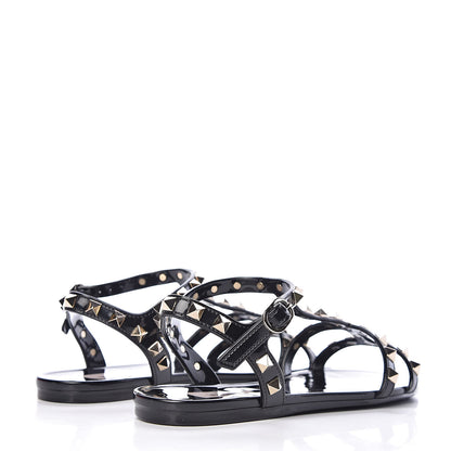 Valentino Garavani PVC Jelly Rockstud Caged Sandals 36 Black 4 of 9