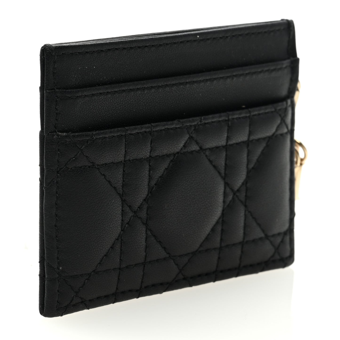 Lambskin Cannage Lady Dior Card Holder Black