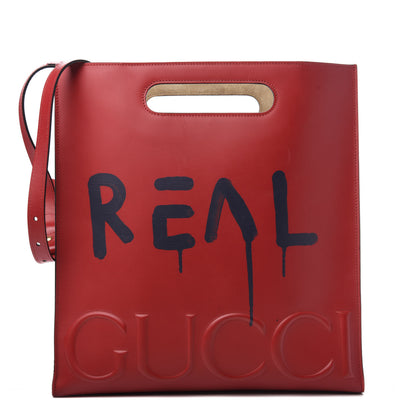 Gucci Calfskin GucciGhost Real Medium XL Tote Hibiscus Red 1 of 10