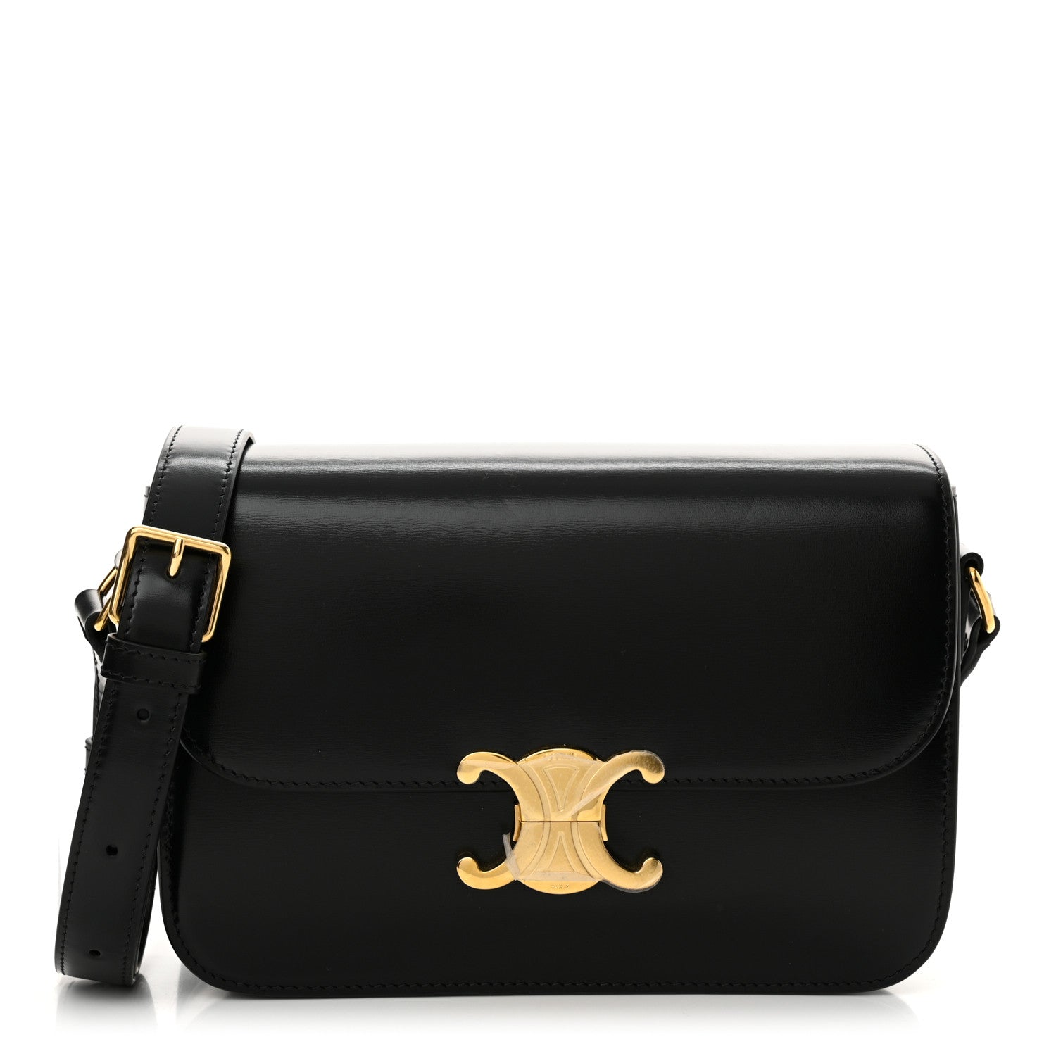 Celine Shiny Calfskin Medium Triomphe Black 1 of 11