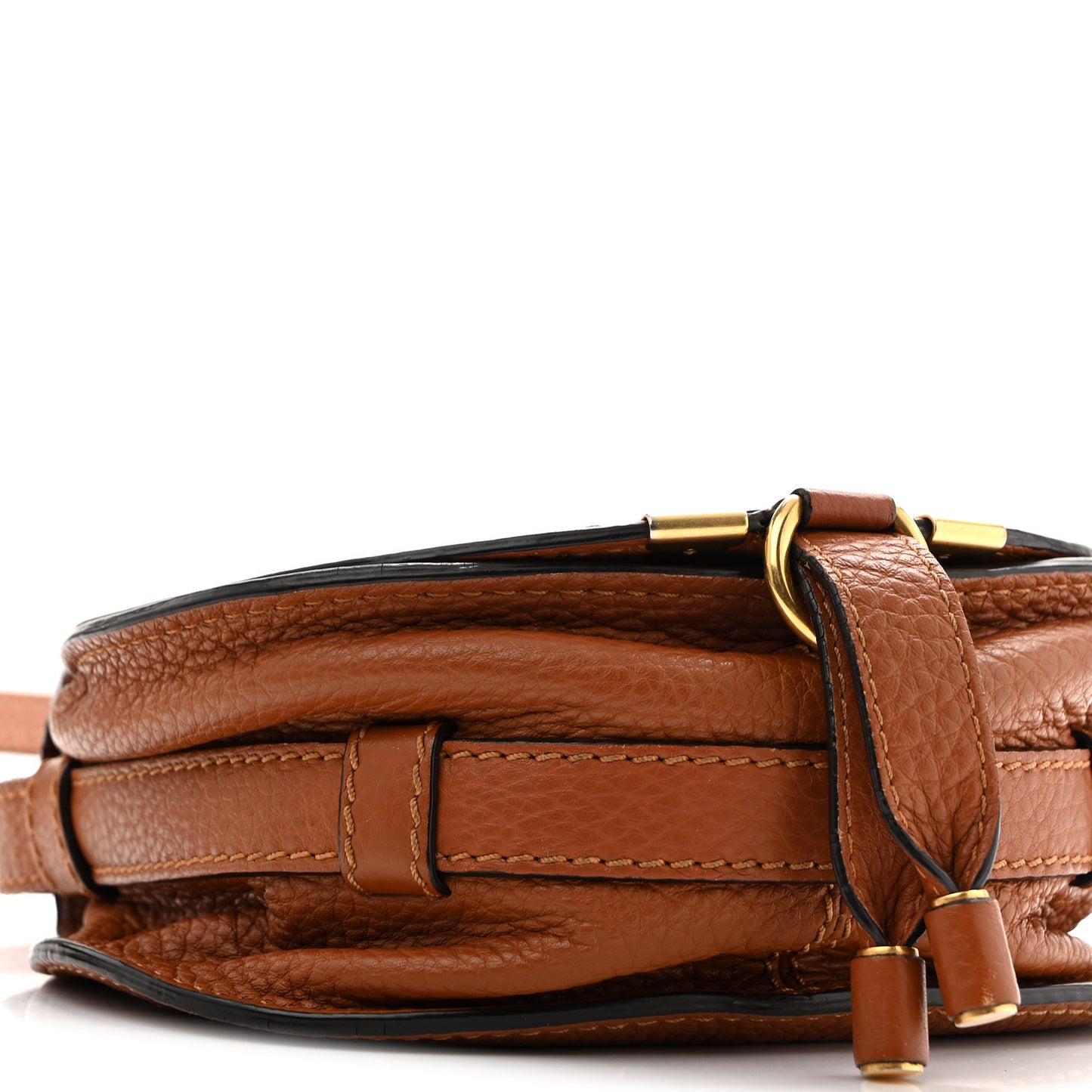 Calfskin Mini Marcie Round Crossbody Bag Tan