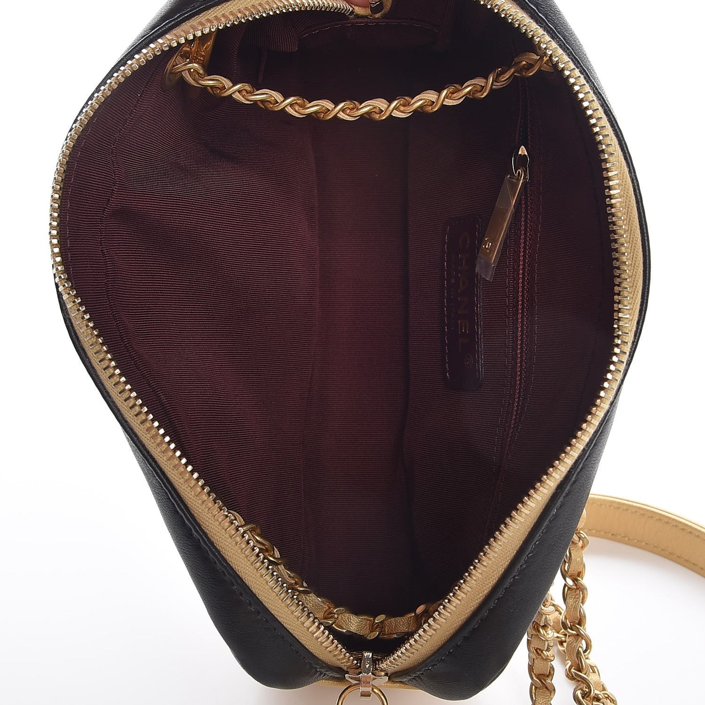Lambskin Sheepskin Chevron Camera Case Black Gold