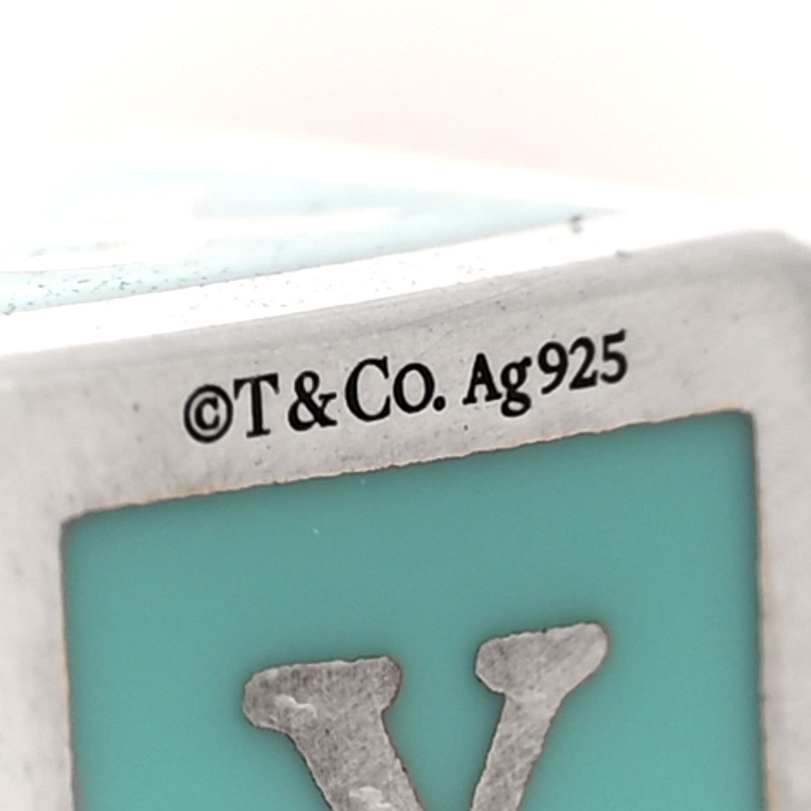 Sterling Silver Enamel Baby Block Cube Charm Blue