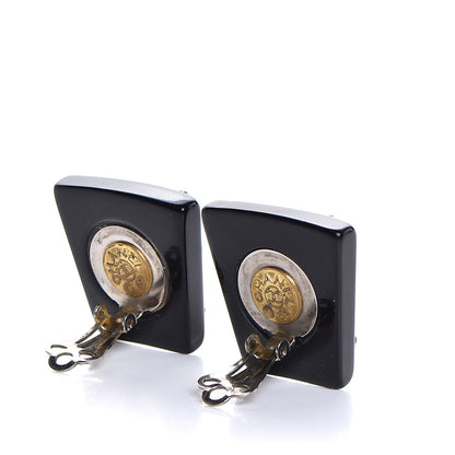 Chanel Resin Pearl Crystal Clip On Earrings Black 3 of 7