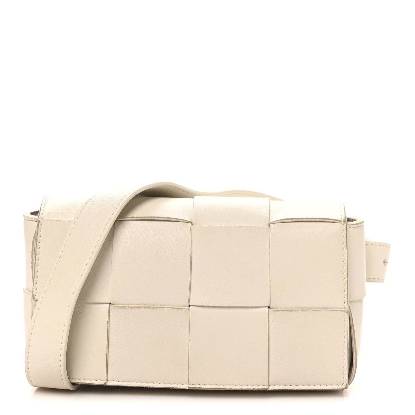 Nappa Maxi Intreccio The Belt Cassette Bag White