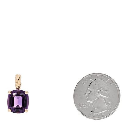 David Yurman 18K Yellow Gold Amethyst 12mm Marbella Pendant 2 of 4