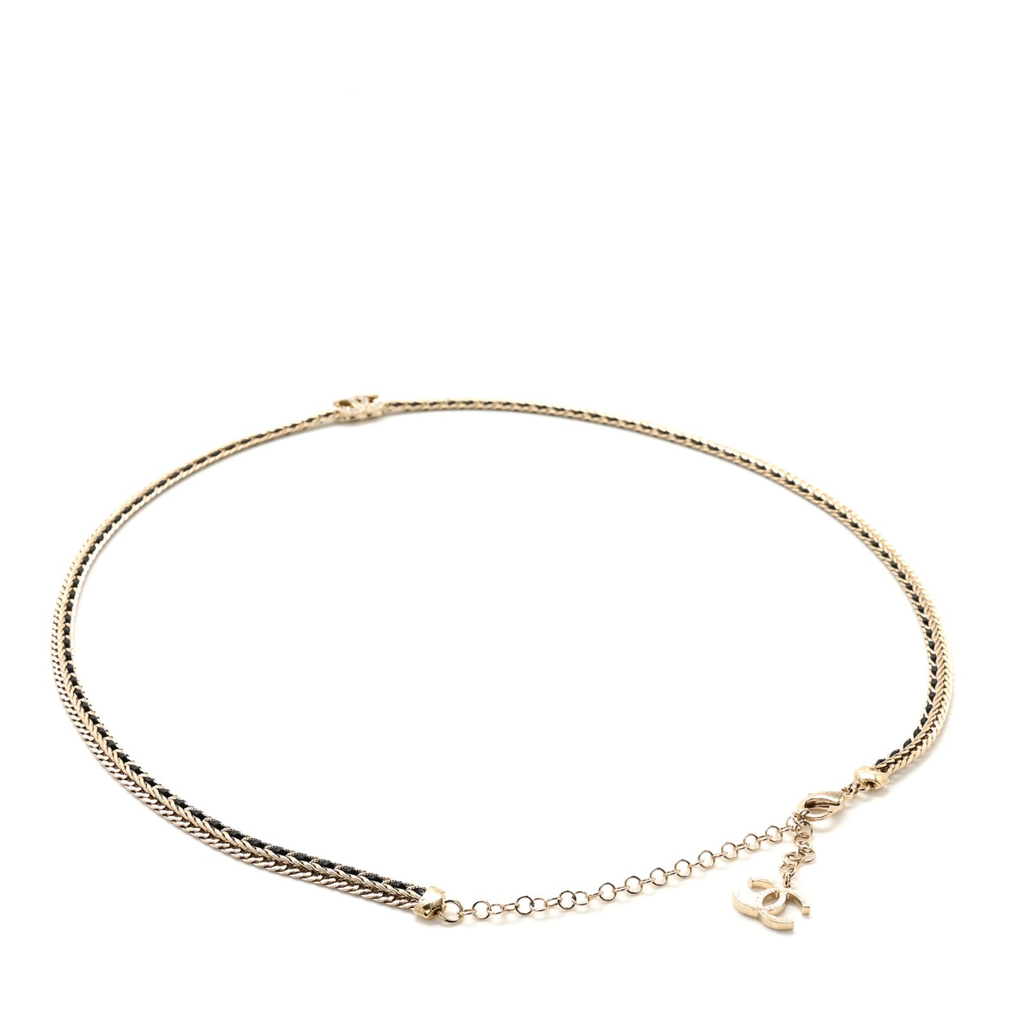 Lambskin Crystal Chain CC Fancy Belt 75 30 Gold Black