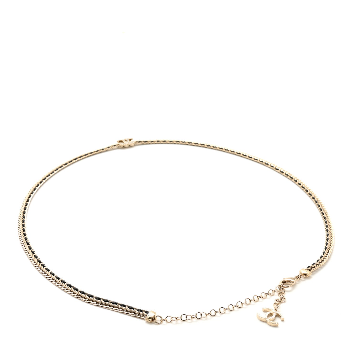 Chanel Lambskin Crystal Chain CC Fancy Belt 75 30 Gold Black 2 of 4