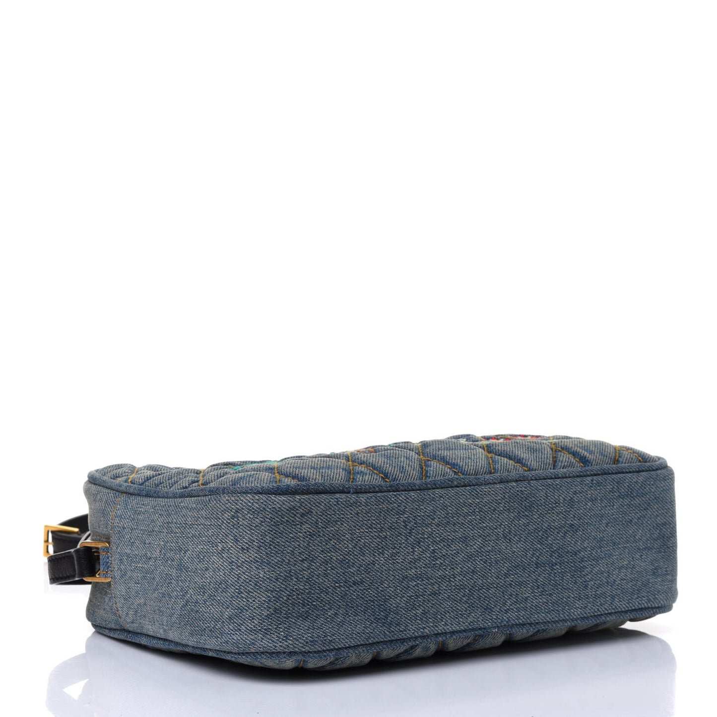 Denim Matelasse Quilted Summer Embroidered Classic Monogram Camera Bag Blue