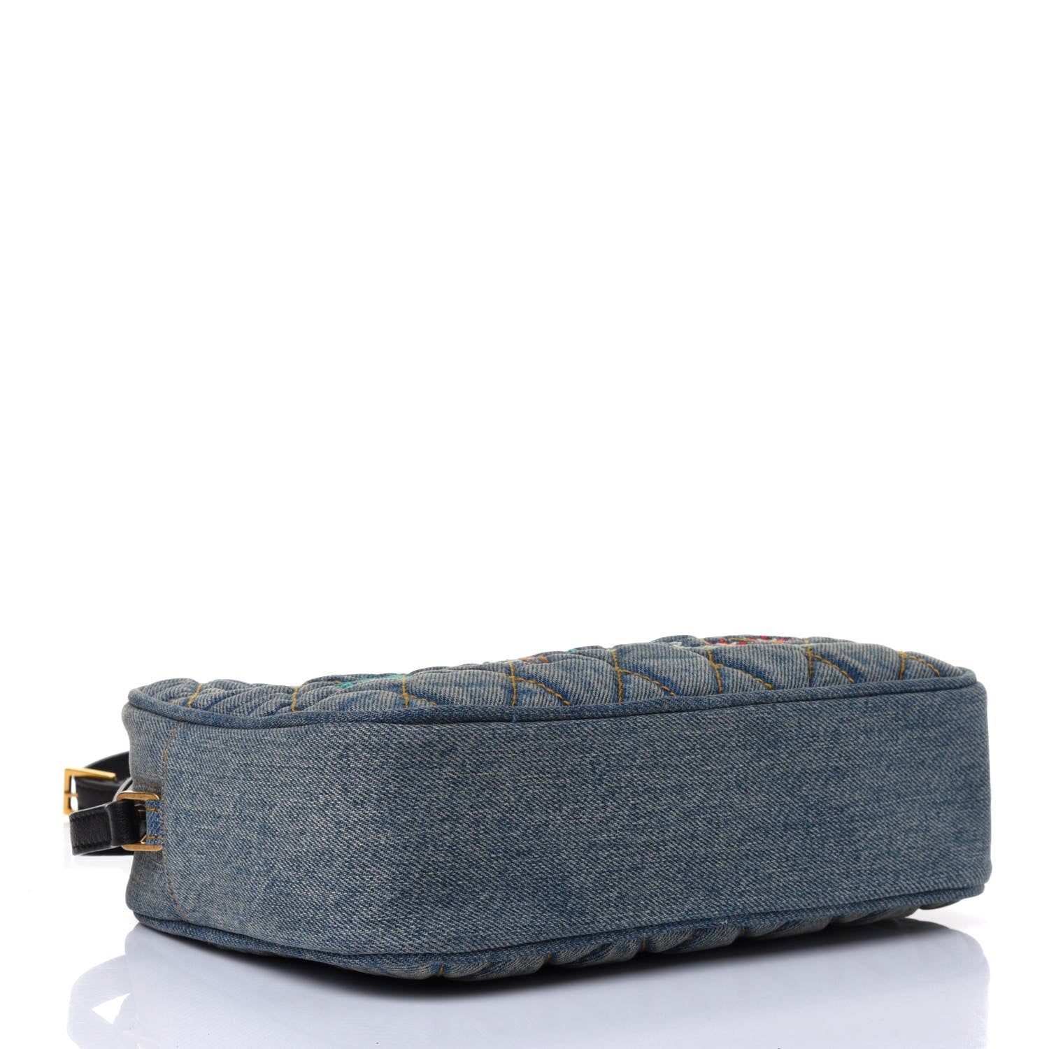 Saint Laurent Denim Matelasse Quilted Summer Embroidered Classic Monogram Camera Bag Blue 3 of 4