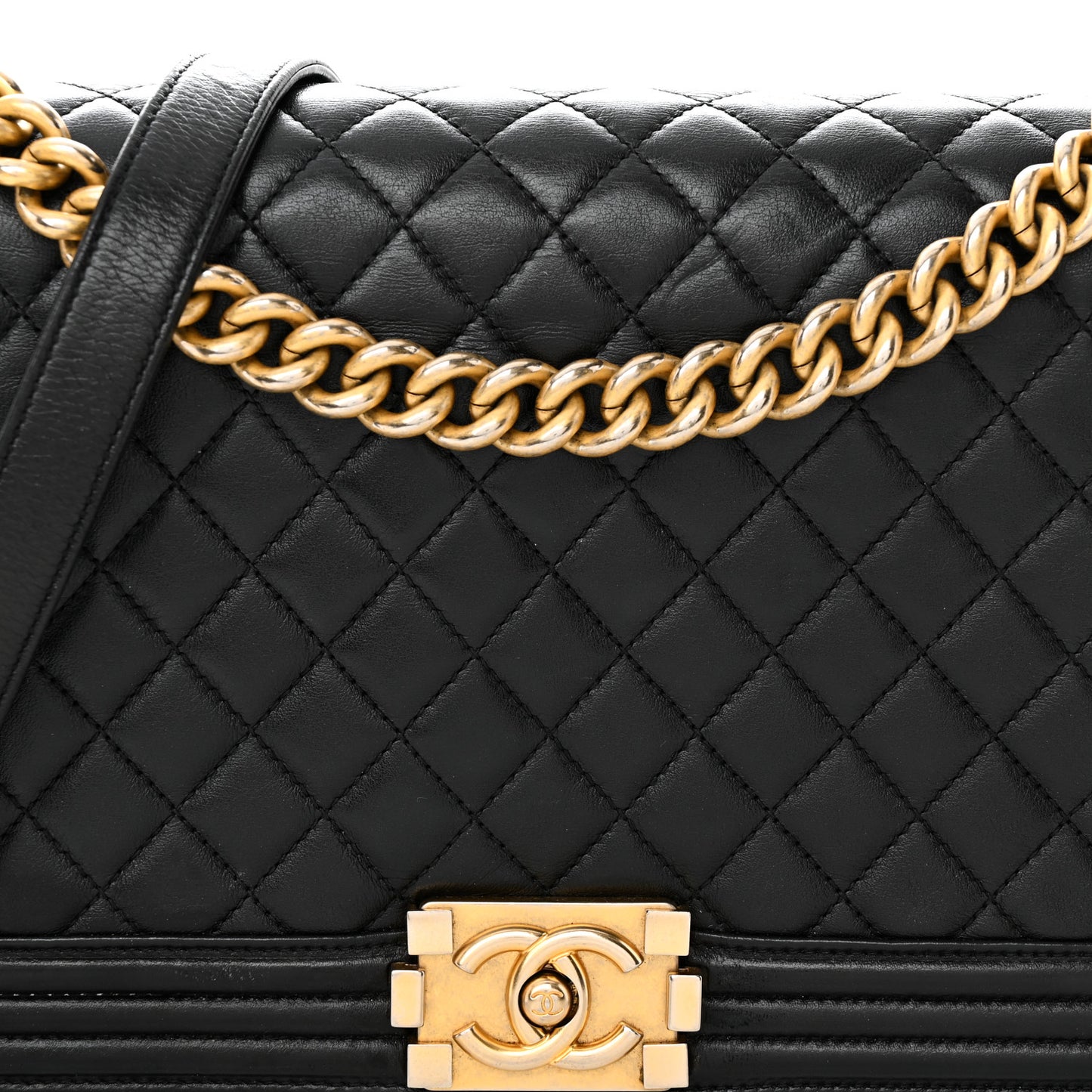 Lambskin Quilted New Medium Boy Flap Black