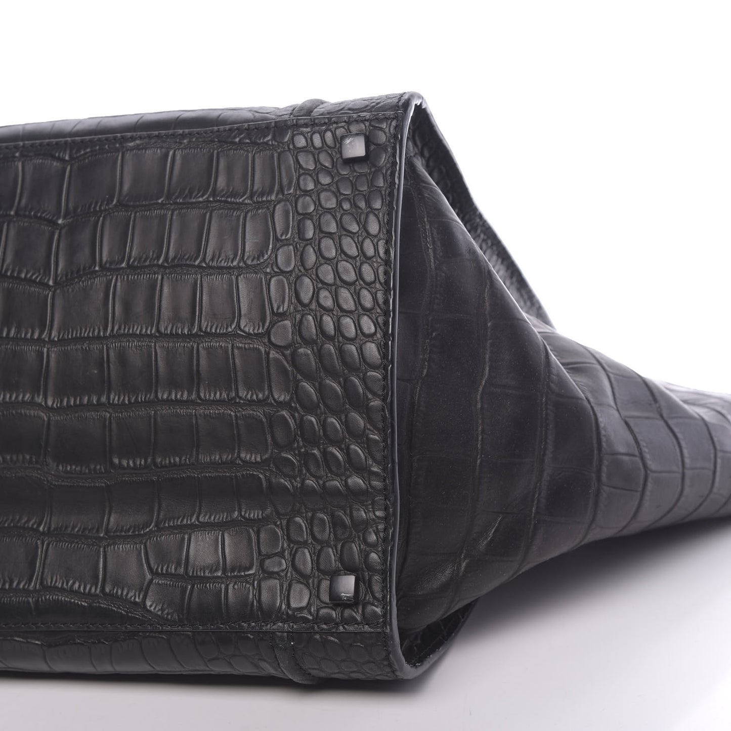 Crocodile Embossed Calfskin Medium Phantom Luggage Black