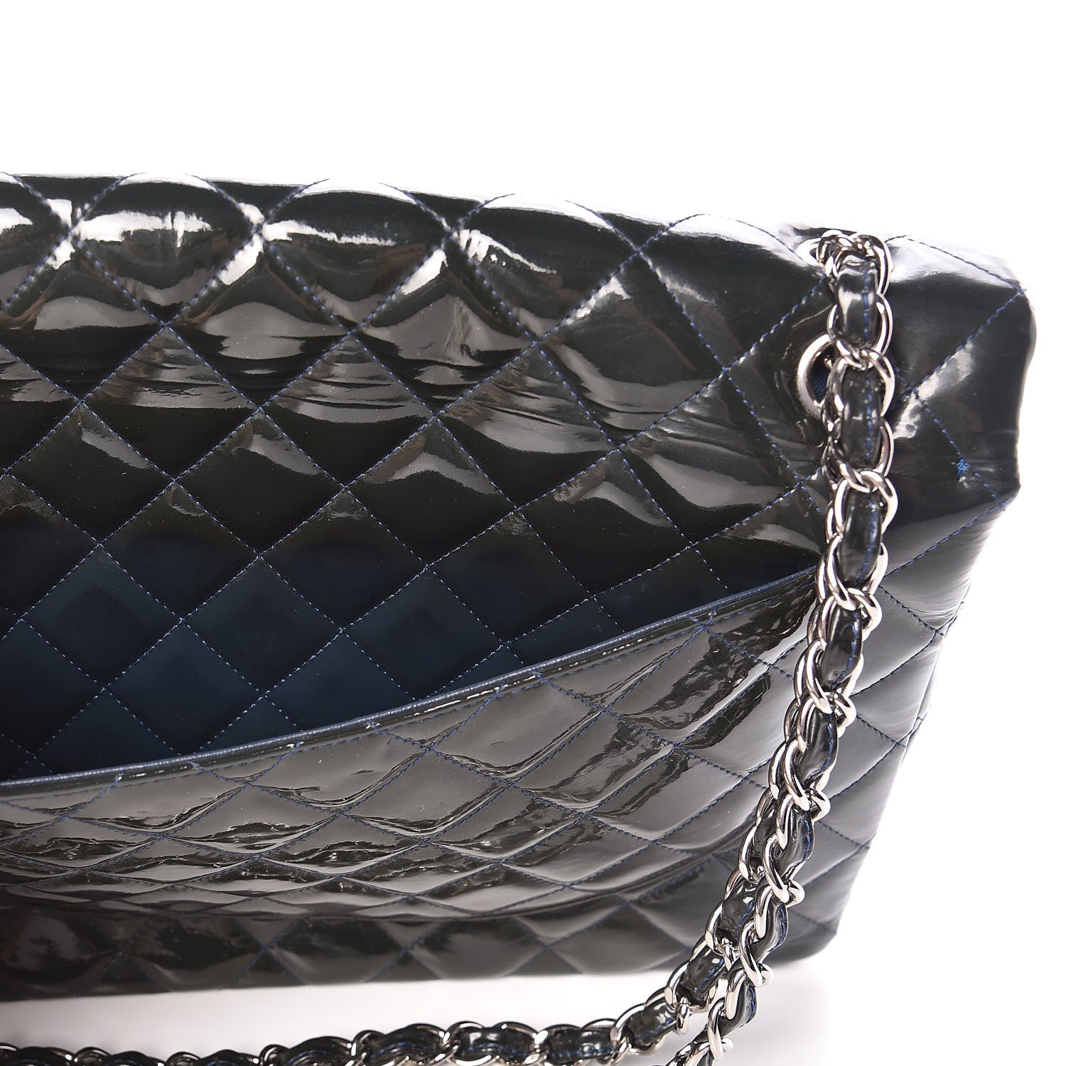 Chanel Patent Quilted Maxi Double Flap Navy Blue 13 of 23