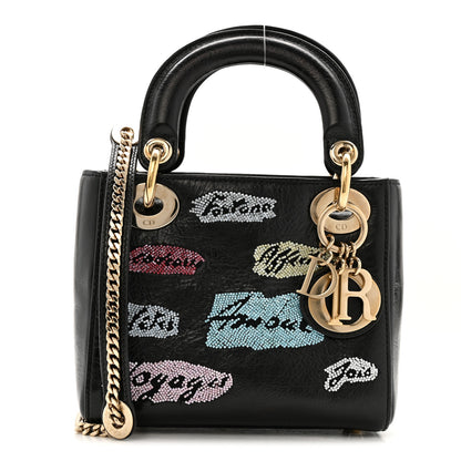 Christian Dior Calfskin Beaded Mini Lady Dior Black 1 of 11