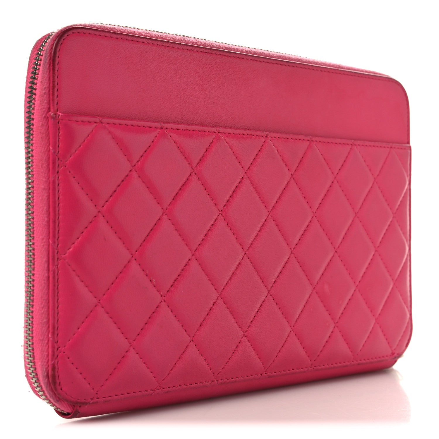Chanel Lambskin Quilted Large Zip Around Organizer Wallet Pink 3 of 12