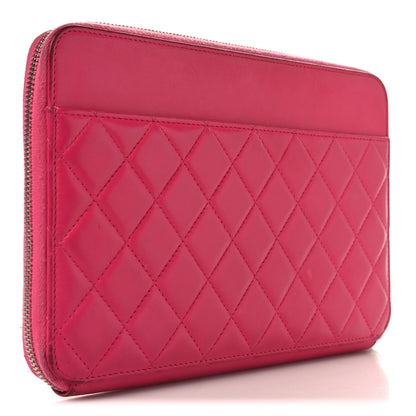 Chanel Lambskin Quilted Large Zip Around Organizer Wallet Pink 3 of 12