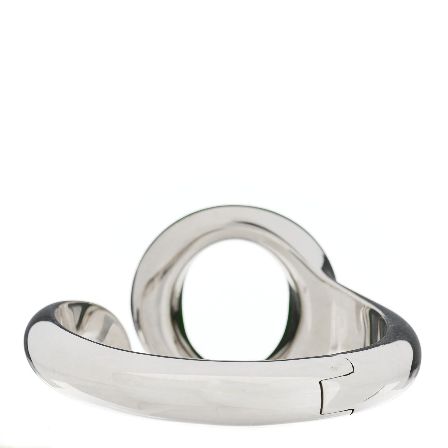 Tiffany Sterling Silver Green Jade Elsa Peretti Sevillana Cuff Bracelet 3 of 4