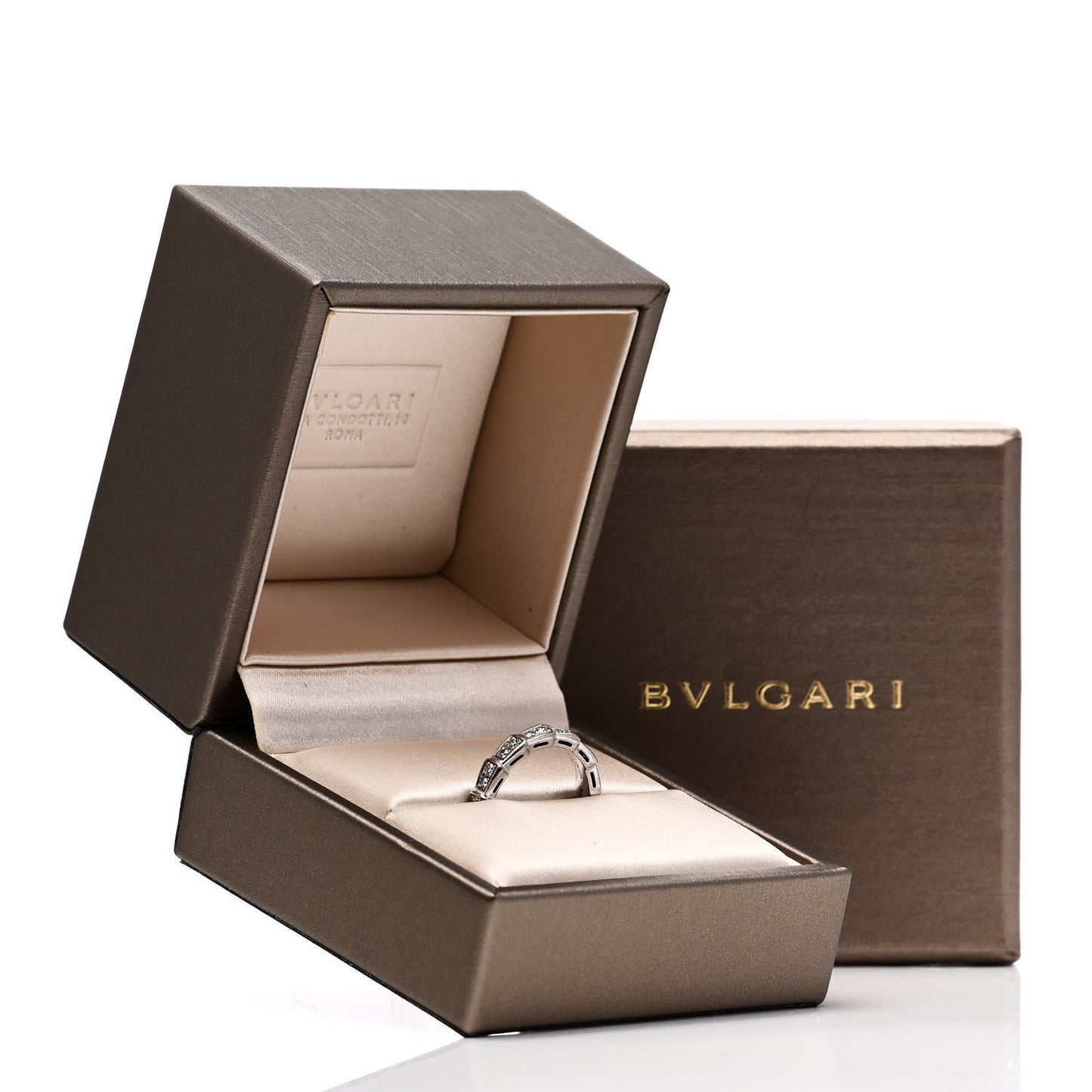 18K White Gold Diamond Serpenti Viper Band Ring 46 3.75
