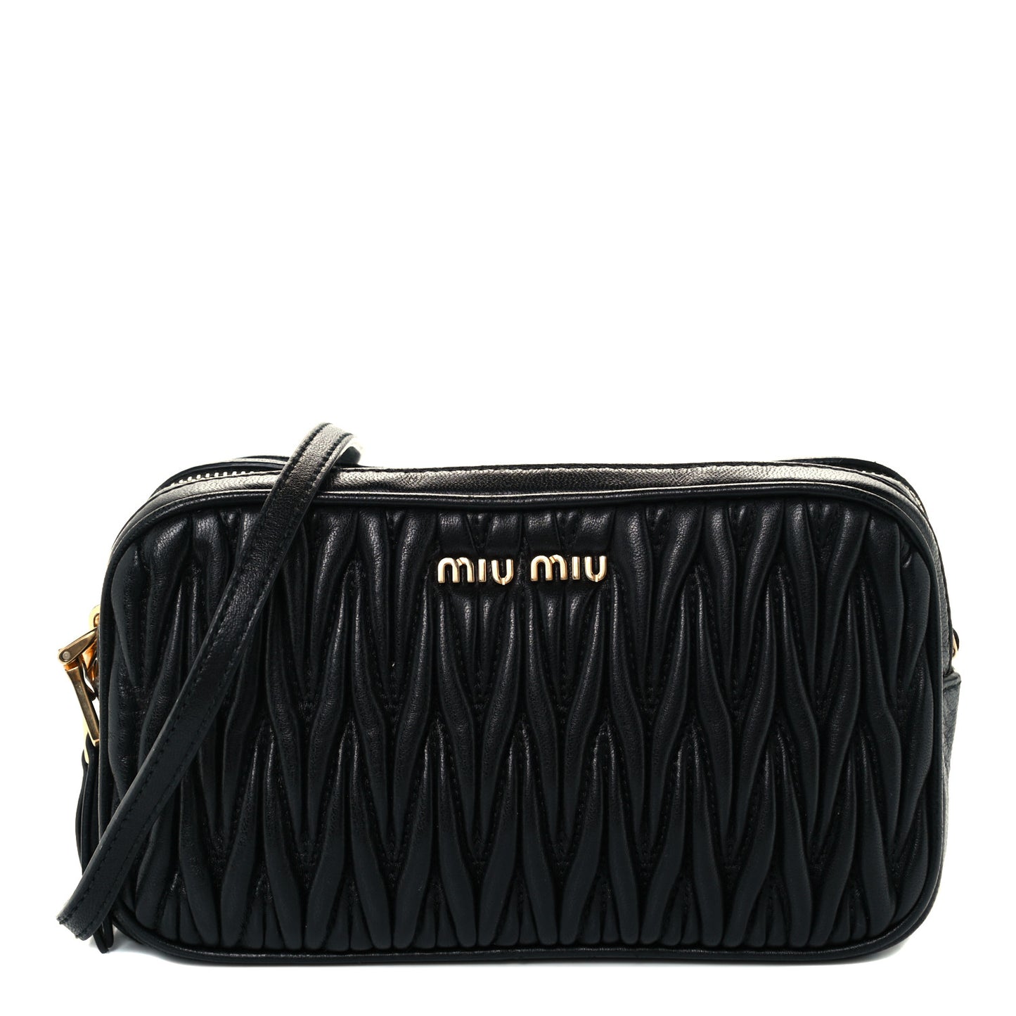 Nappa Matelasse Double Zip Pochette Clutch Black