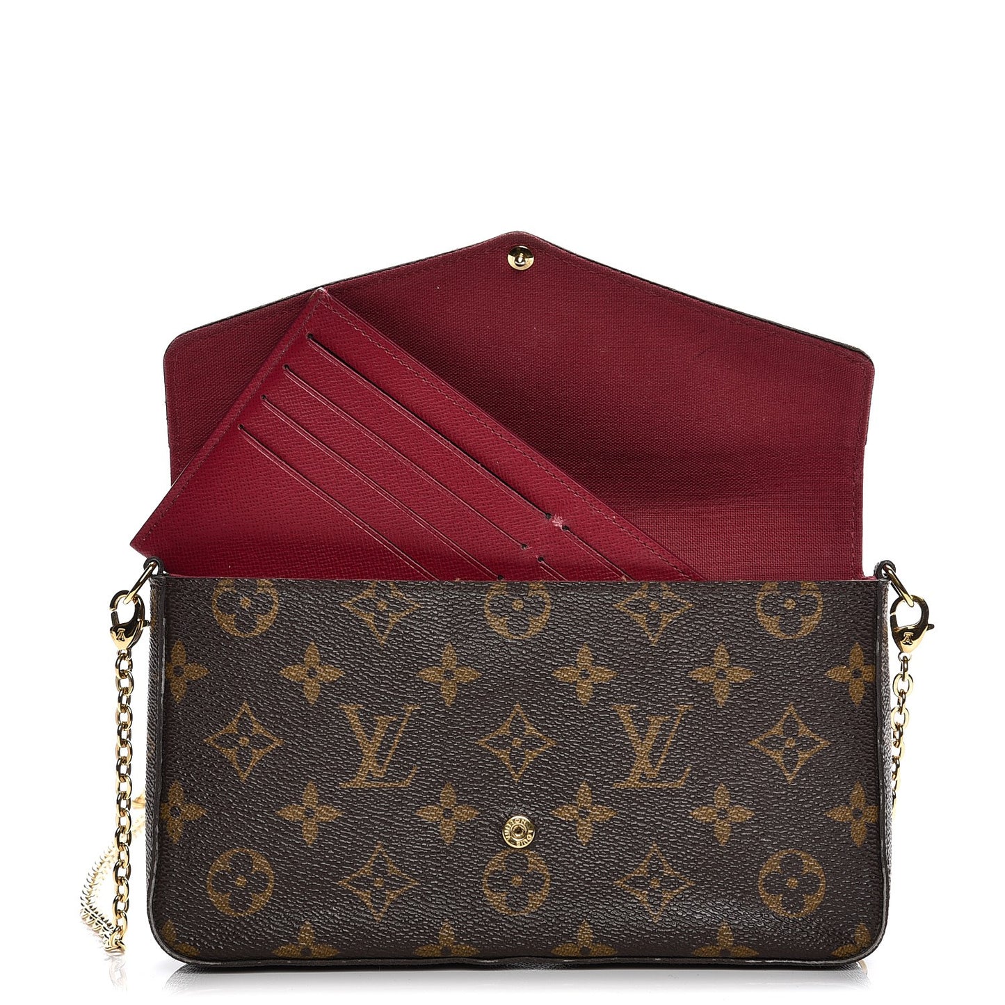 Monogram Pochette Felicie Chain Wallet Fuchsia