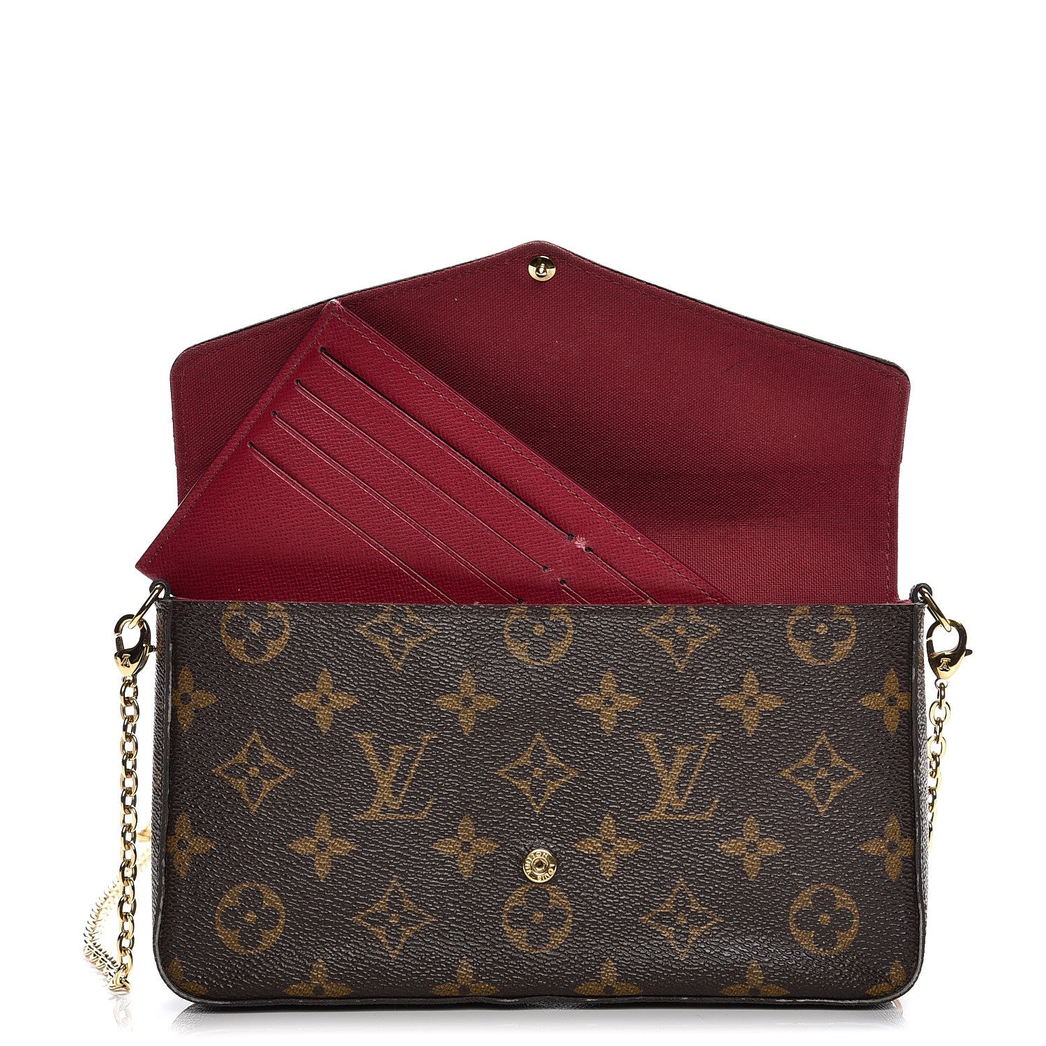Louis Vuitton Monogram Pochette Felicie Chain Wallet Fuchsia 6 of 13