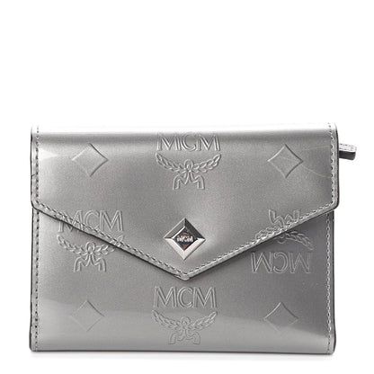 MCM Patent Monogram Three Fold Wallet Grey 1 of 6