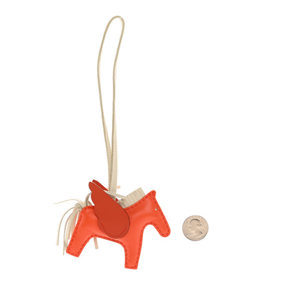 Hermes Milo Lambskin Grigri Rodeo Pegase Horse Bag Charm PM Orange Poppy Craie Terre Battue 2 of 5