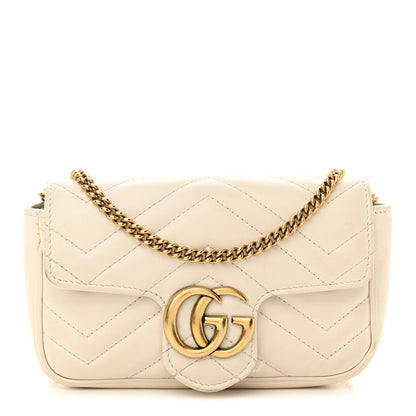 Gucci Calfskin Matelasse Super Mini GG Marmont Shoulder Bag White 1 of 19