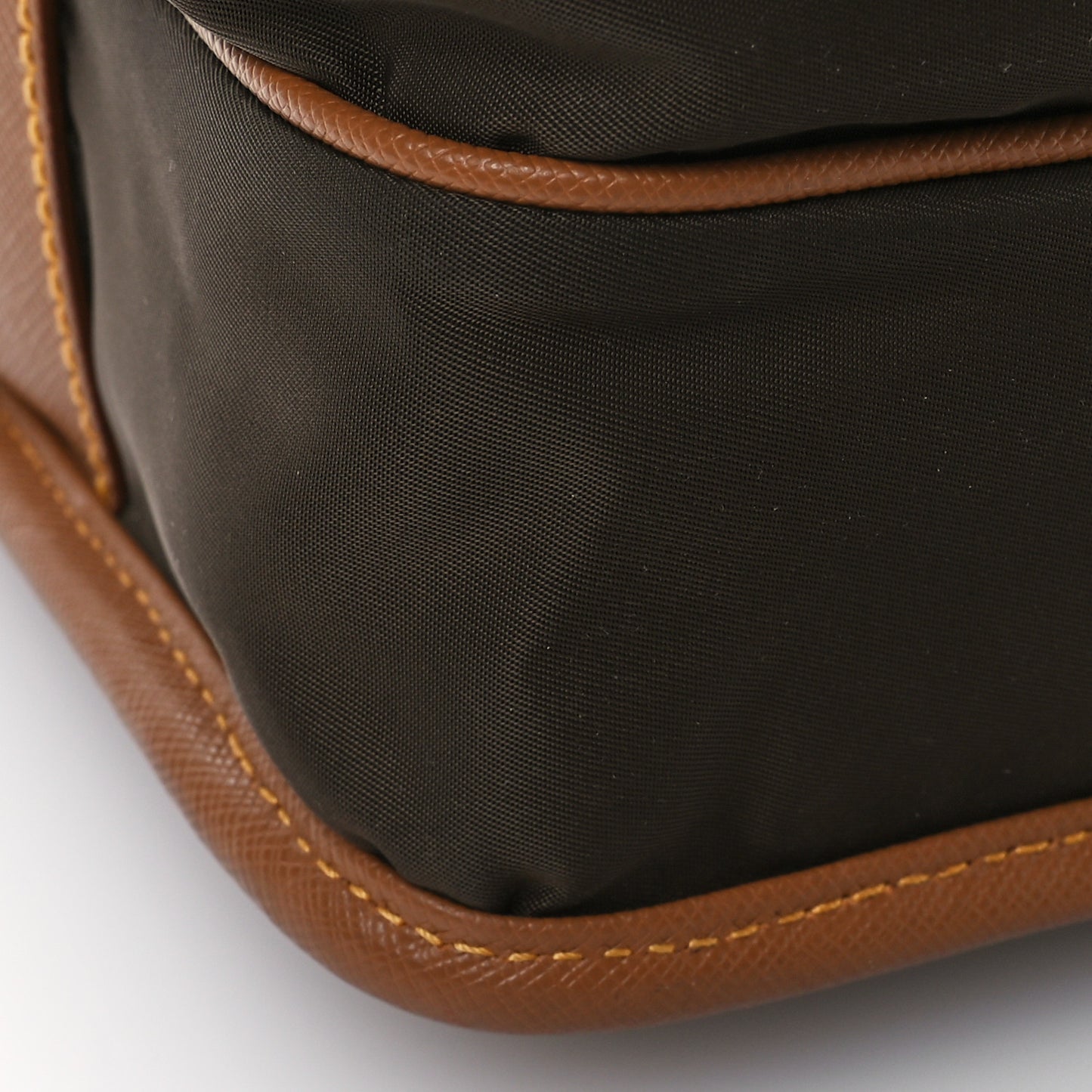 Re-Nylon Saffiano Pocket Double Snap Buckle Shoulder Bag Bruciato Caramel