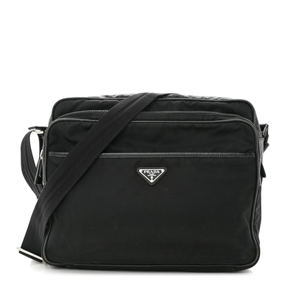 Prada Tessuto Nylon Saffiano Front Pocket Zip Messenger Black 1 of 19