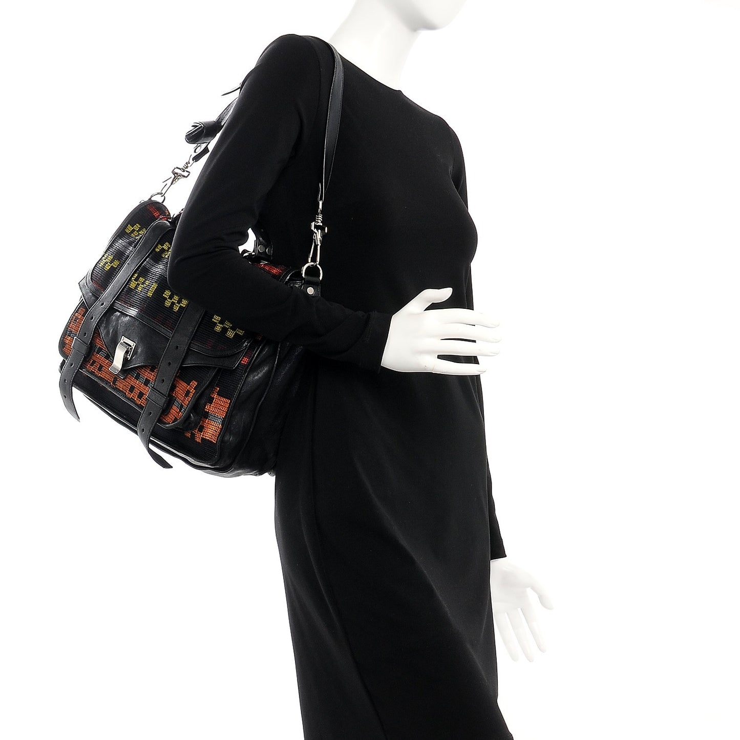 Lambskin Blanket Print Large PS1 Satchel Black