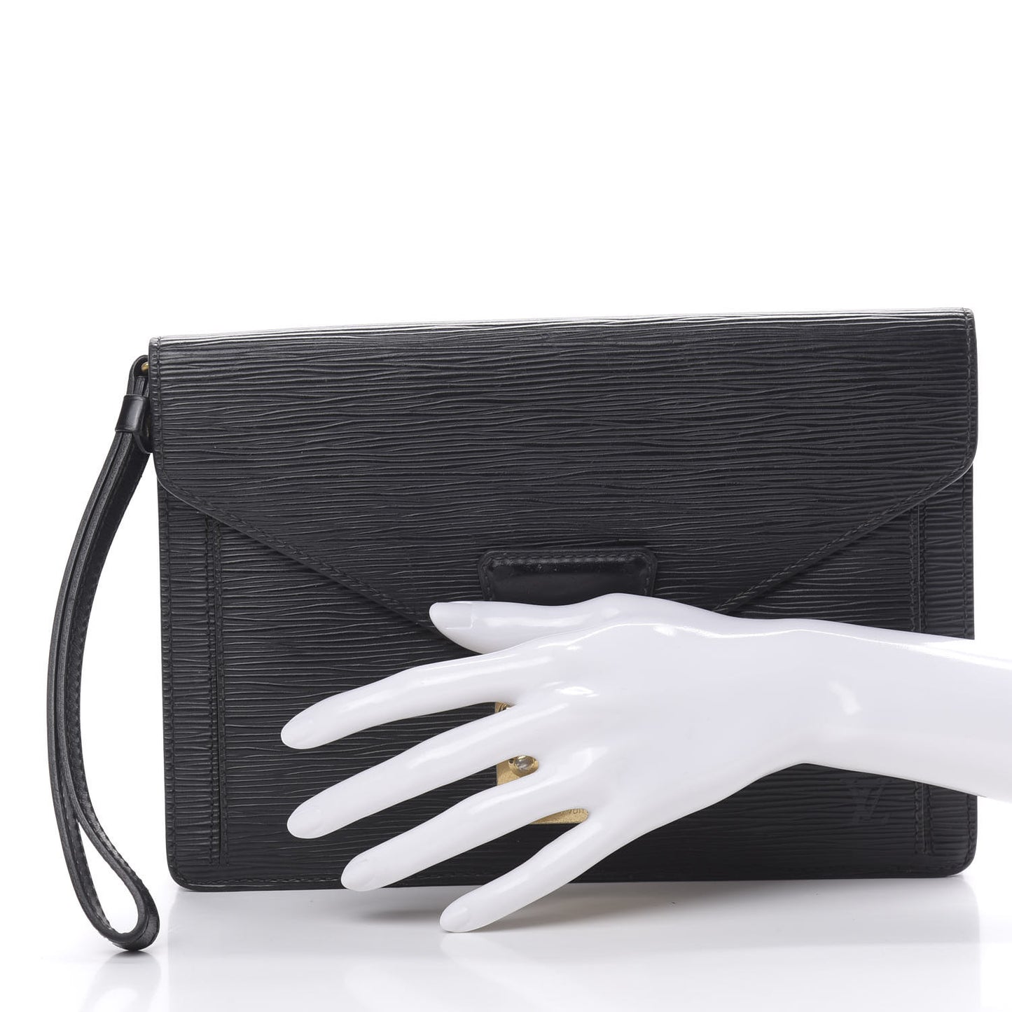 Epi Pochette Sellier Dragonne Clutch Black