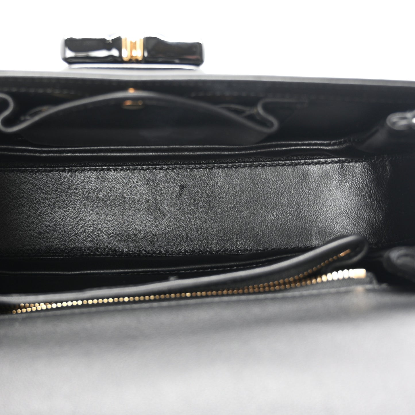 Shiny Polished Calfskin Medium Bamboo Diva Black