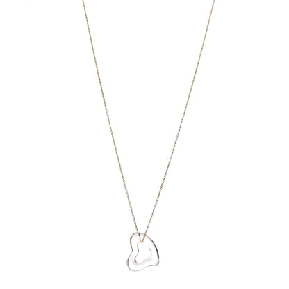 Tiffany 18K Yellow Gold Rock Crystal Quartz Elsa Peretti Open Heart Necklace 1 of 6