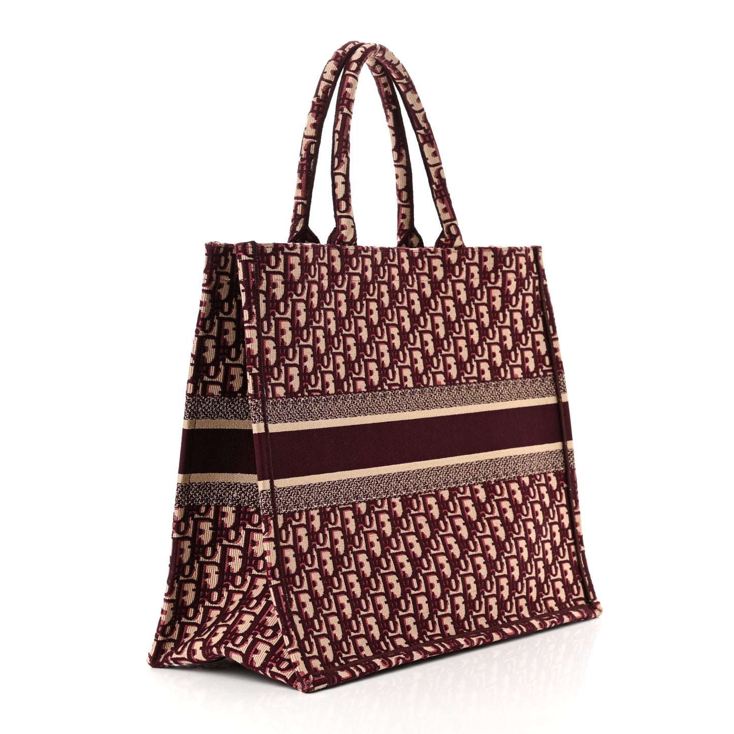 CHRISTIAN DIOR Oblique Large Book Tote Burgundy Multicolor