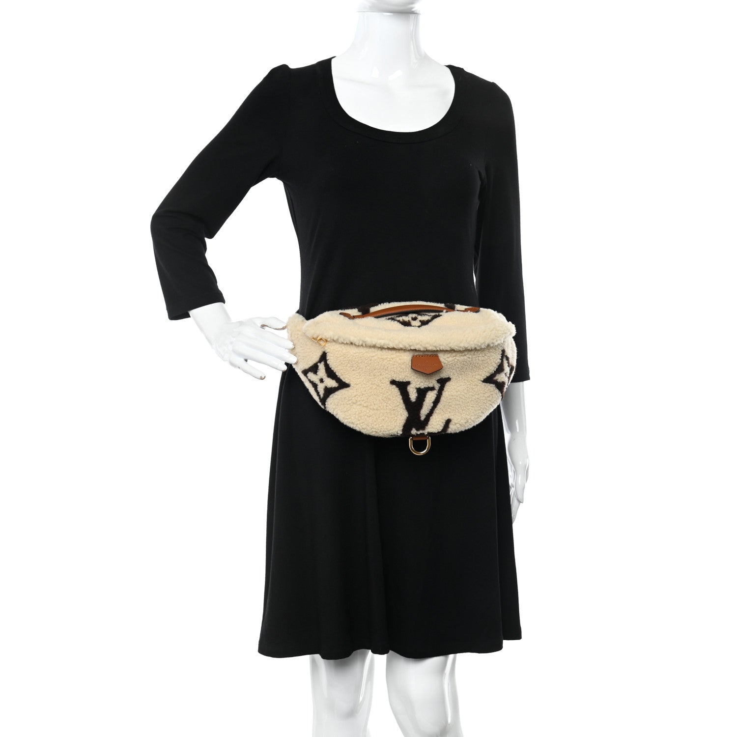 Louis Vuitton Shearling Monogram LV Ski Bumbag Cream Brown 2 of 9